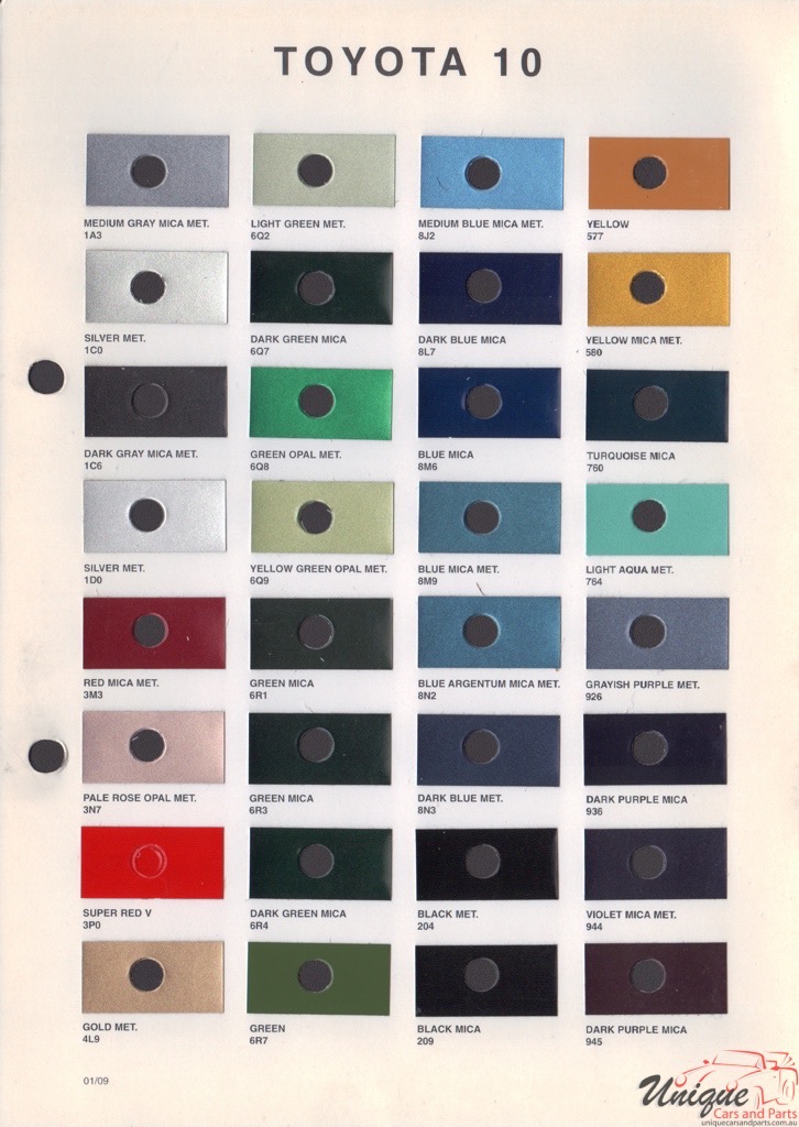 1995 - 2002 Toyota Paint Charts Octoral 10